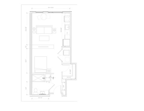 Floor plan for studio, 1 bath, 517 sqft
